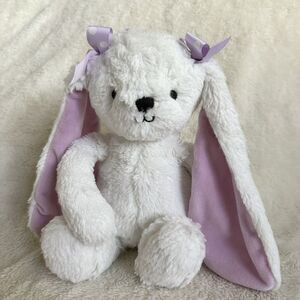 Lambs And Ivy Snowflake Long Eared White Bunny Purple Bows 12” Plush Bedtime